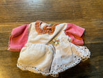 a* Vintage Baby Doll Top Dress Clothes Velveteen Sleeves, Eyelet Skirt