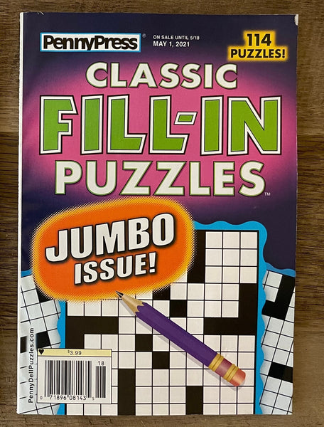 <€€ NEW PennyPress Fill In Puzzles Jumbo Issue April May 2021