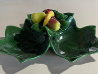 a** Vintage Divided Dish Tray Dark Green with Ceramic Fruit Center
