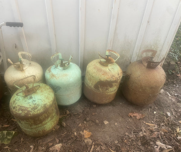 EMPTY 14” AC Refrigerant & Propane Tanks Repurpose Only