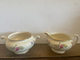 Vintage Bone China Creamer & Sugar Bowl (no lid) PRISCILLA Pattern Household Institute
