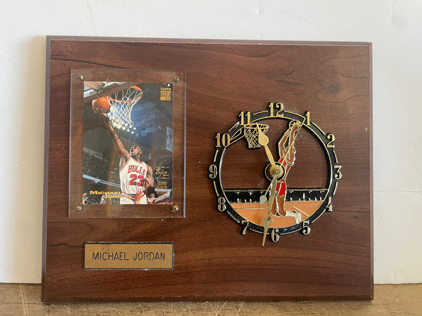 <€€ Vintage 1991-1992 Michael Jordan Sports Clock Plaque Triple Double Card by Tipps Stadium Club