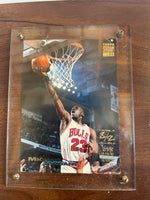 <€€ Vintage 1991-1992 MICHAEL JORDAN Sports Clock Plaque Triple Double Card by Tipps Stadium Club