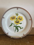 * BAUM BROS FORMALITIES 10.5” Cake Plate Sunflowers Gold Gilt Rim & Accents Porcelain