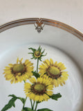 * BAUM BROS FORMALITIES 10.5” Cake Plate Sunflowers Gold Gilt Rim & Accents Porcelain
