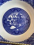 Single 5.5” Fruit Dessert Bowl BLUE & White WILLOW Unbranded  Oriental Design