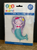 NEW Foil Mermaid Balloon by 321 Party! 29” Air or Helium Fill Sealed