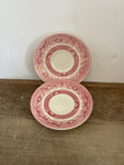 <add €€ Vintage Pair/Set of 2 Churchill Rosa Pink Willow Saucers England Oriental Design