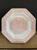 (Add) <€€ Independence Ironstone 10.5” Dinner Plate & 2 Saucers Mary Jane Pink Floral Octagon