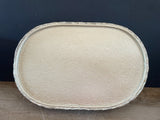 (Add) <€€ Decorative Gold Wicker Serving Tray w/ Wood Bottom Paintable Perfume Display