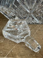 (Add) <€€ Diamond Cut Crystal Liquor Decanter Bottle Whiskey Bourbon w/ Stopper Barware