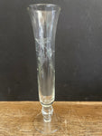 ~€ Delicate Clear Glass 7.5” Bud Vase Etched Design Decor