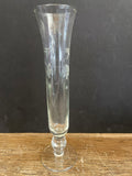 ~€ Delicate Clear Glass 7.5” Bud Vase Etched Design Decor