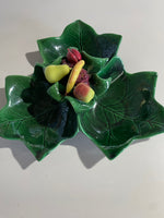 a** Vintage Divided Dish Tray Dark Green with Ceramic Fruit Center