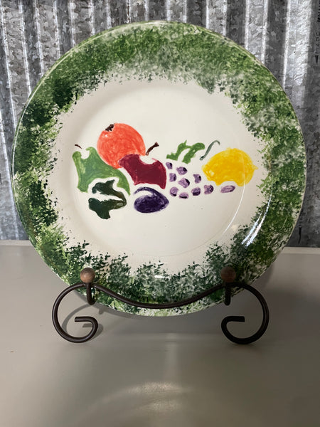 a** Vintage 11” Serving Dish Plate Hand Painted Fruits