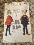 € Butterick Vintage Pattern 3348 Girls Sz 1/2 Elastic Neckline Dress A-Line Jumper CUT Ephemera