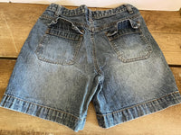 Vintage Girls Youth Canyon River Blues Jean Shorts Sz 14 26” Waist Snap/Zip Flap Pockets