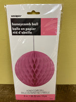 New Lot/5 Count 8” Pink Paper Honeycomb Ball Hanging Decoration Party Supply by Unique Brand