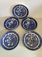 € Antique 75 Allertons Willow Blue Set/5 5.5” Saucers England
