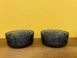 € Vintage Imperial Glass Cobalt Blue Basket Weave Pattern Set/7 Bowls Soup Salad Dessert