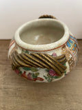 a** Vintage Pair Chinese Bowls with Plates Braided Brass Handles Zhongguo Jindezhen Zhuhai