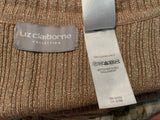 € Women/Juniors Large Liz Claiborne Gold Sparkle Sleeveless Turtleneck Holiday Christmas Sweater