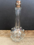 ~€ Vintage Perfume Bottle Clear Glass Hobnail Vase Decor Brass Lid