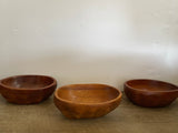 a** Vintage Set/9 Oval Seamless Hand Carved Wood Bowls, Various Shades, Oval 7.25” L