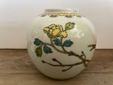 a** Vintage Ginger Jar Vase Urn Pot Bright Birds & Flowers Without Lid Ceramic Pottery