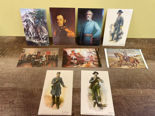 € Set/9 American Folk Civil War Era Replica Art Postcards Tichnor Gloss