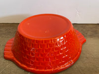 a** Burnt Red/Orange Pottery Bowl Casserole Serving Dish Oven/Microwave Weave Design