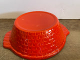 a** Burnt Red/Orange Pottery Bowl Casserole Serving Dish Oven/Microwave Weave Design