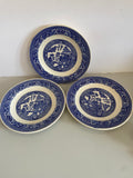 Vintage Blue Willow Set/3 7” Salad/Dessert Plates Unbranded