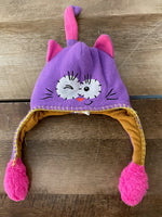 Flipeez Purple/Pink Winking Cat Warm Girls Knit Hat Cap Tail Moves Lined