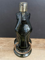 a* Vintage Avon After Shave Perfume Cologne Bottle Green Glass Horse Head Wild Country Empty