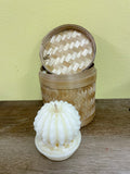 a** New 3” Pillar CANDLE  White Cactus Succulent Volcanica #9306 Unscented Handcrafted Gift Box