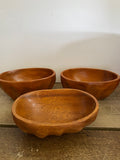 a** Vintage Set/9 Oval Seamless Hand Carved Wood Bowls, Various Shades, Oval 7.25” L