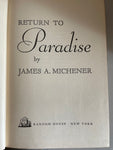 Vintage RETURN TO PARADISE by James A. Michener 1951 Hardcover Book Random House