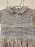 Vintage Tiny Town Togs Girls Sz 6/8 Light Blue/Lilac Dress White Lace Overlay-Collar-Short Sleeve