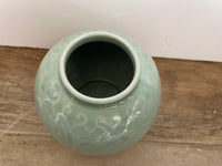 [Updt] a** Vintage Green Ginger Jar Vase Urn Pot Without Lid Ceramic Pottery China
