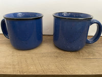 a** Vintage Marlboro Unlimited Blue/Black Speckled Stoneware Coffee Mugs Pair, Set/2 16oz