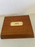 a** Vintage Monogrammed “JFG” Lidded Wood Box with 2 Pairs of Deck of Cards Ducks