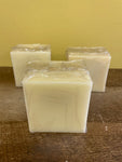 a** New Set/3 4” Pillar CANDLES Ivory Cube Volcanica #9457 Unscented Handcrafted