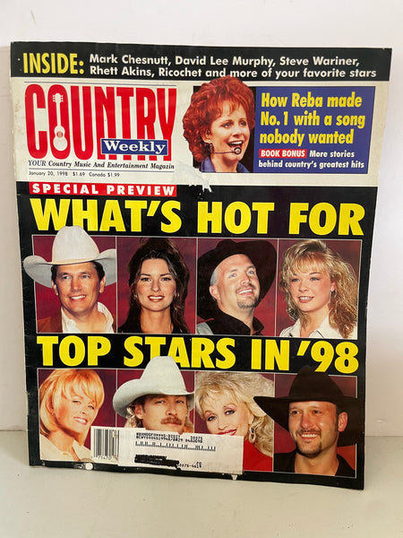 Vintage 1998 January 20 Country Weekly Magazine Reba McEntire Cover What’s Hot For Top Stars