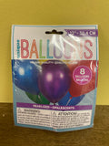 New 2 Bags of 8 (16) Helium Balloons by Unique Balloons 12x30.4cm Assorted Colors Pearlized