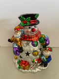 a** Vintage House of Lloyd Christmas Around the World “Shimmering Snowman” Votive Candle Holder