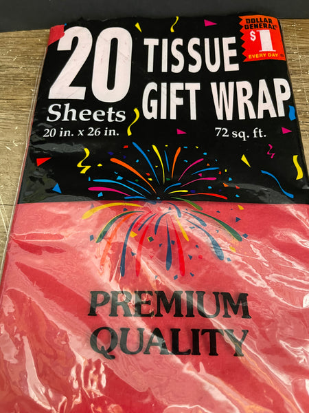 a** New Tissue Paper Red 20 sheets, 20” x 26” Sealed