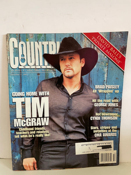 Vintage 2001 December 11 Tim McGraw Cover Country Weekly Magazine Brad Paisley, George Jones