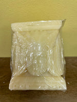 a** New Pair/Set of 3 4” x 4” Pillar CANDLE Raised Egyptian Kings on Ivory Cube Volcanica #9183