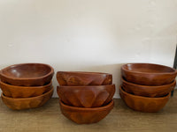 a** Vintage Set/9 Oval Seamless Hand Carved Wood Bowls, Various Shades, Oval 7.25” L